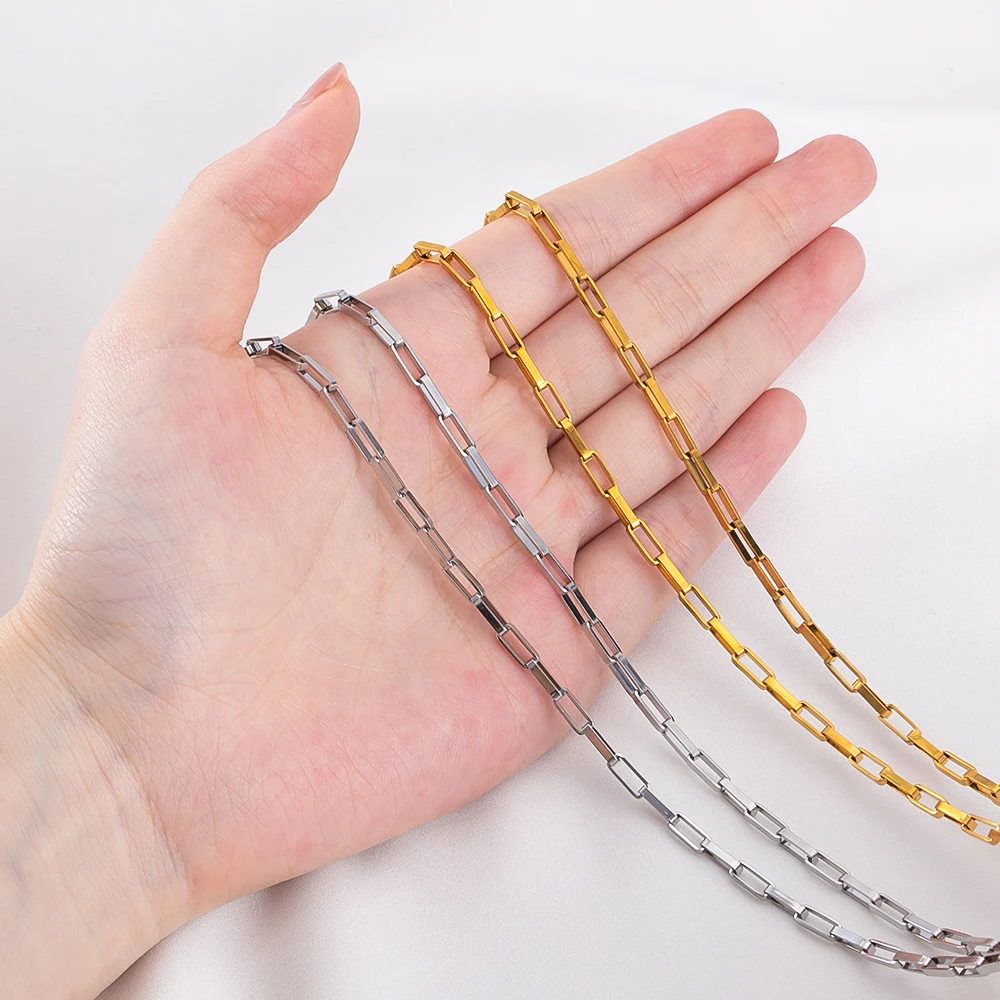 1M Edelstahl Trend Hohl Rechteck Box Kette für Halskette Armband für DIY Männer Schmuck Machen Erkenntnisse Tasche Kette liefert – Detail 4