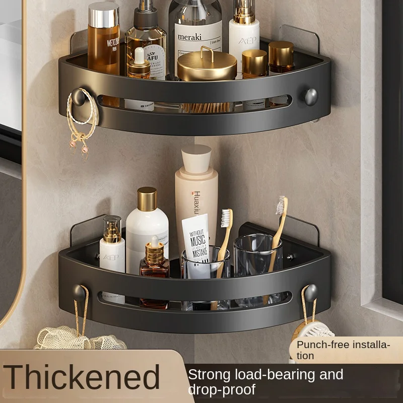 

Perforation-free bathroom Bathroom triangle shelving wall mounted toilet Washroom bath basin wall storage
