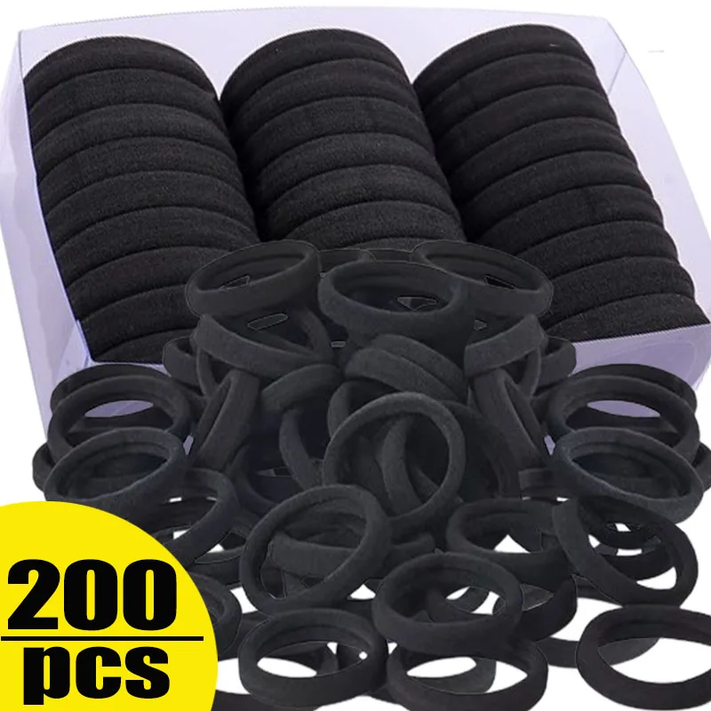 

200/50PCS High Elastic Hair Bands for Women Girls Black Hairband Rubber Ties Ponytail Holder Scrunchies Kids Hair Accessories