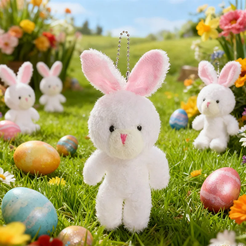 1-10Pcs Bunny Plush Dolls Easter Basket Filler Cute Rabbit Animal Keychain Bag Pendant Gift for Guest Kids Birthday Party Favors