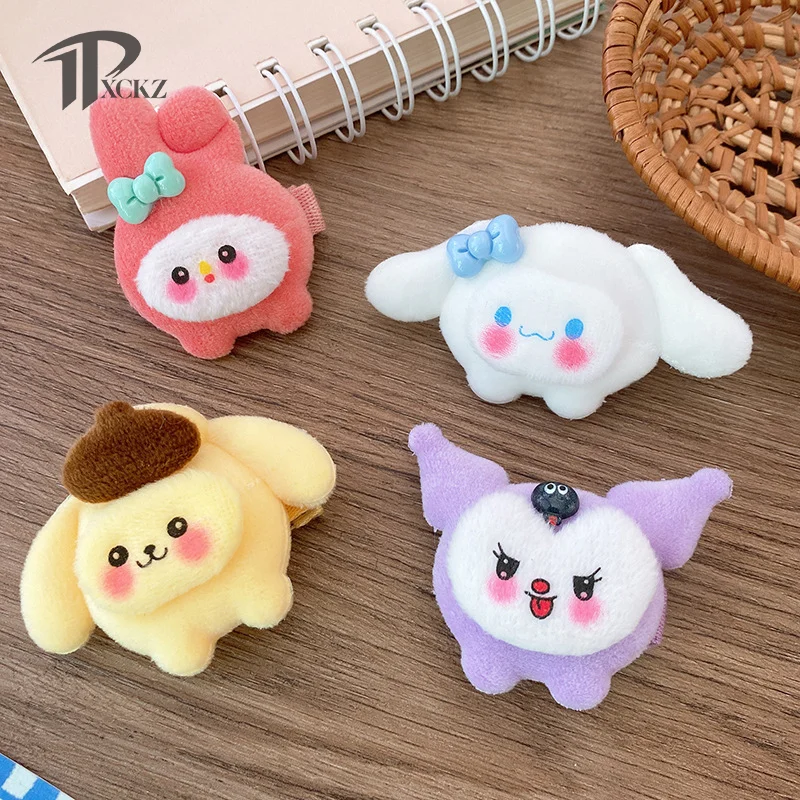 

Милые заколки для волос с героями мультфильмов Sanrio Kuromi My Melody Cinnamoroll Pompompurin милые куклы аксессуары для волос для детей подарок на день рождения для девочек