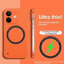 Ultra - Thin Frameless Magnetic Hard Case - Sleek PC Back Cover for Redmi Note 17 Pro 5G (Orange)