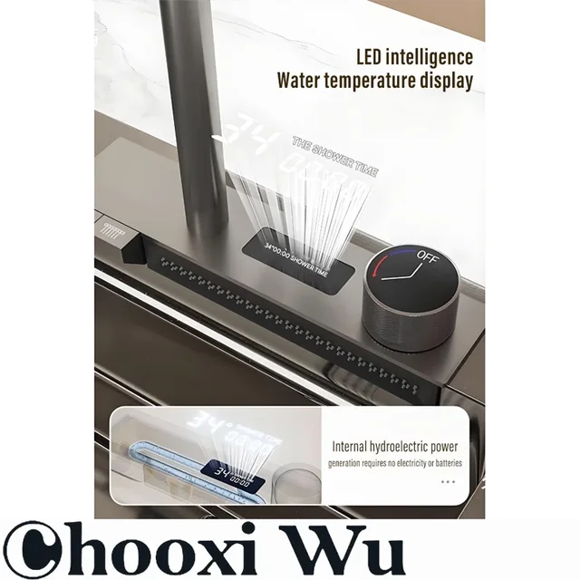 CHOOXIWU-อ่างล้างจานชามสแตนเลสเดี่ยวขนาดใหญ่พร้อมก๊อกน้ำ-จอแสดงผลดิจิตอลน้ำตกฝนตกระบบ5ฟังก์ชั่นอ่างล้างจาน 3