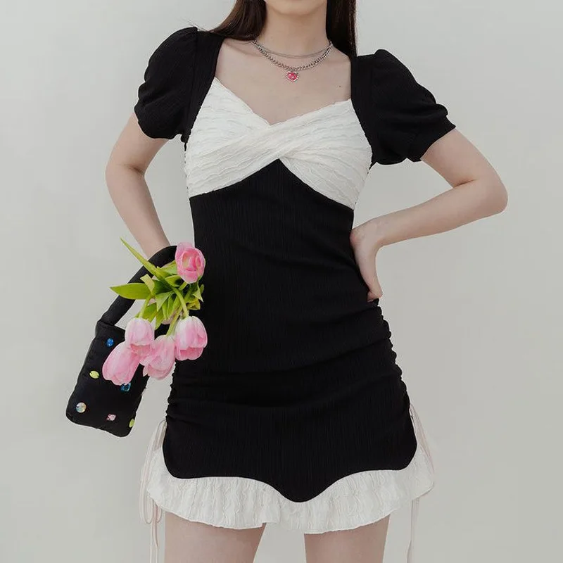 2023 New Summer Fashion Premium V-neck High Waist Tight Fit Slim Fragrant Hot Spring Resort Beach Style One Piece Skirt Swimwear