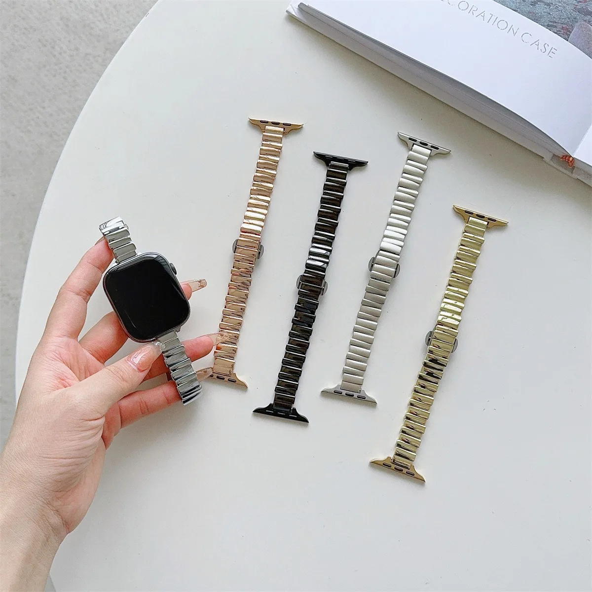 Cinturino per orologio per iWatch 42/44/45/46/49mm 38/40/41mm Cinturino per orologio in metallo alla moda per serie di orologi Ultra2 Serie 10/9/8/7/6/5/4/3/2/1_voghion.com