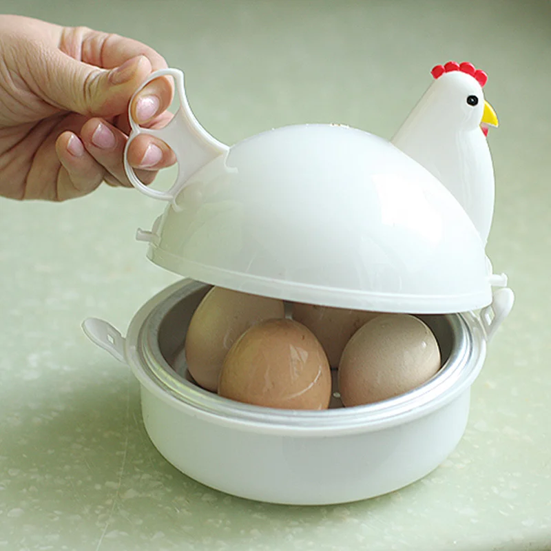 New Fun Chicken Shaped Egg Boiler Steamer Food Grade Plastic 4 Hole Egg  Holder For Kitchen Cooking Tool Accessories - Egg Tools - AliExpress