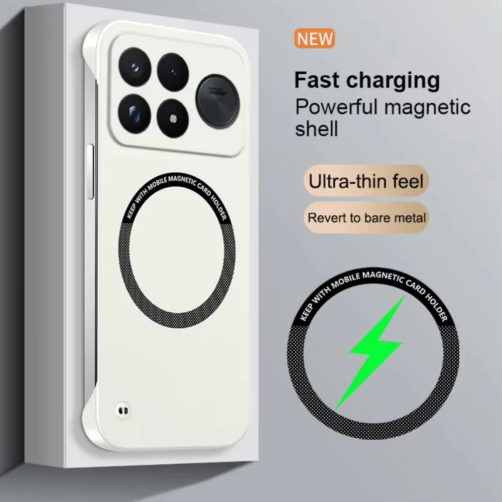 Premium Ultra-Thin Frameless Skin Feel Phone Case with Magnetic Wireless Charging Cover