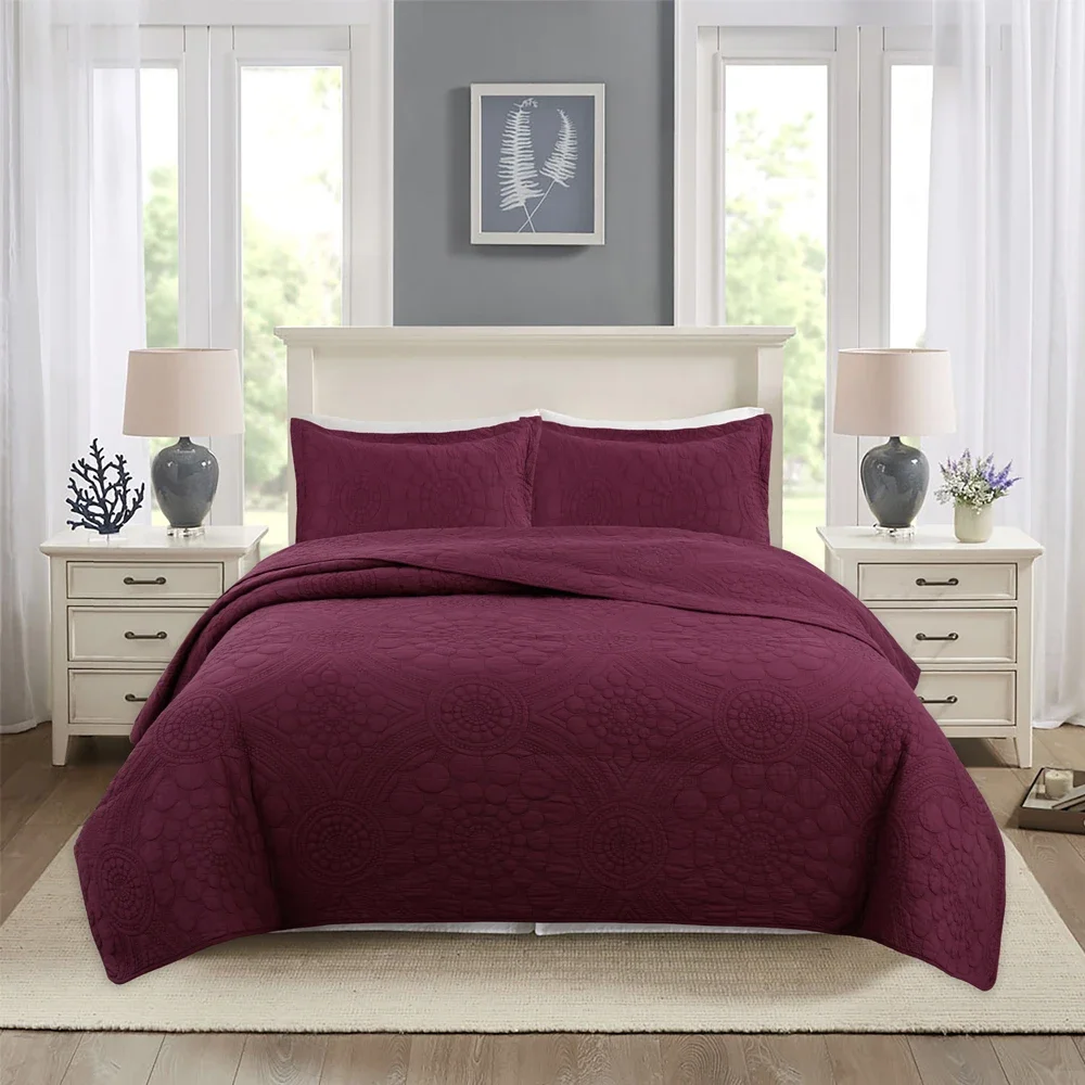 thumbnail image 1 of Colcha de algodón de lujo para cama, cubierta de cama, colchas dobles y cubiertas, edredón de cama de pareja euro, manta de verano y funda de almohada, 3 piezas, 1 of 5