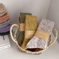 Women Socks Wool Cashmere Thick Warm Winter Long Socks Japanese Fashion Solid Color Thermal Floor Sleeping Socks Christmas Gifts 1