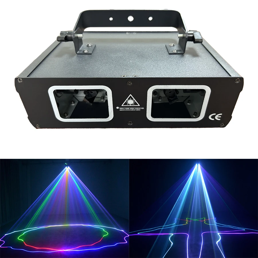 Shipping From Spain - Disco Dual Lens RGB Beam Line Scan Projector Laser Light DMX512 for Disco DJ Party Wedding Bar Stage Light