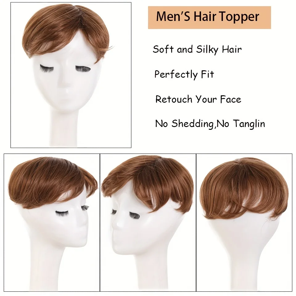 Synthetic Men Short Straight Wig Black for Male Hair Fleeciness Realistic Natural Headgear Hair Heat Resistant for Daily Party - 5