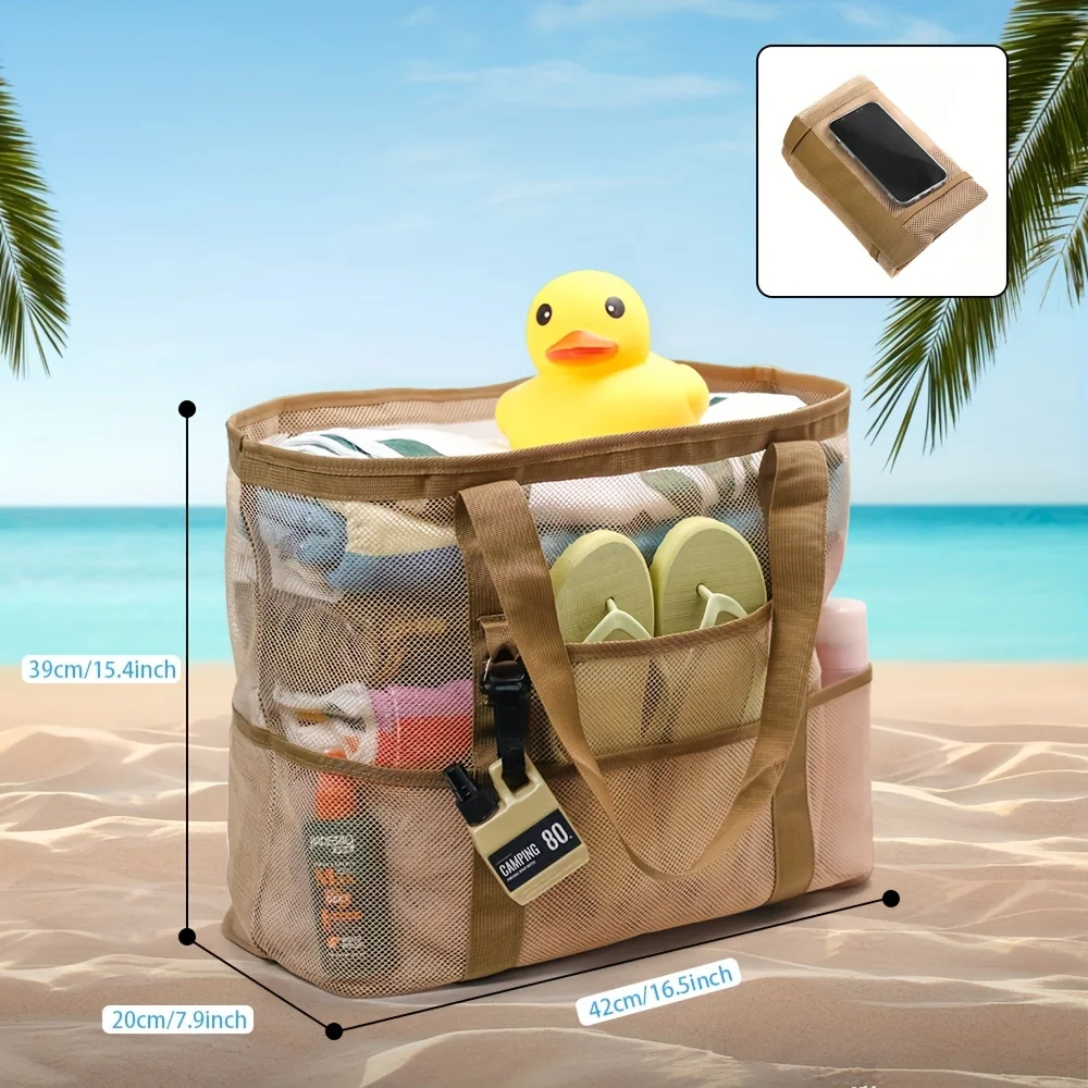 Summer New Hollowed Women's Beach Bag Multiple Pockets Travel Shoulder Bag For Women Large Capacity Toiletry Bag Vacation