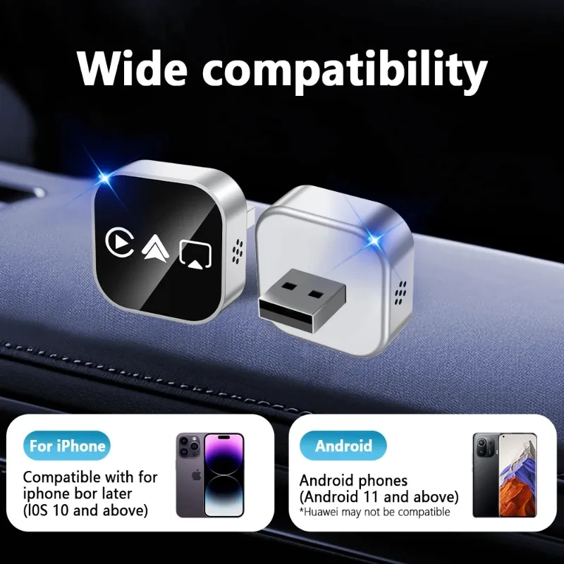 Adaptador Inalámbrico CarPlay 4 en 1 2026, Compatible con Android Auto y Duplicación de Pantalla, Conexión Plug & Play para Autos con CarPlay Cableado 2