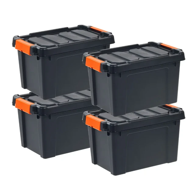 Sterilite 18 Gallon Storage Tote - Orange / Black, 18 gal - Pay