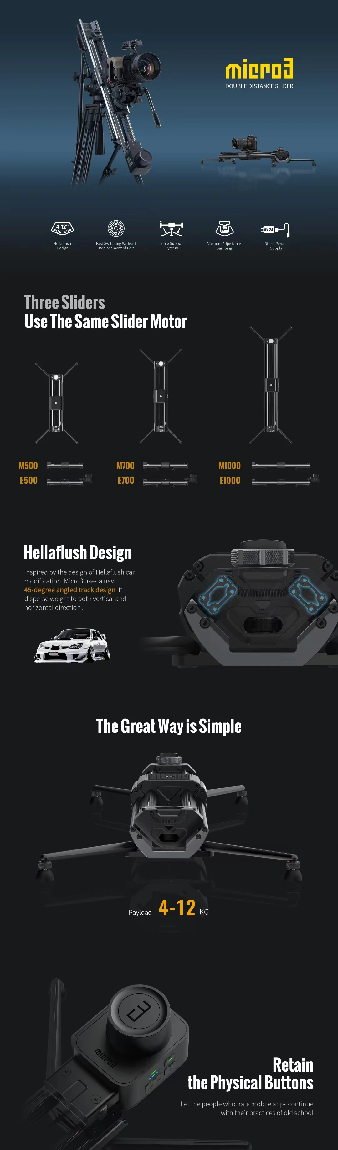 Description Picture 3 of itemZeapon Micro 3 E500 E700 E1000 M500 700 1000 Motorized Slider DSLR Camera Video Double Distance Portable Rail System PS-E1 PD-E1