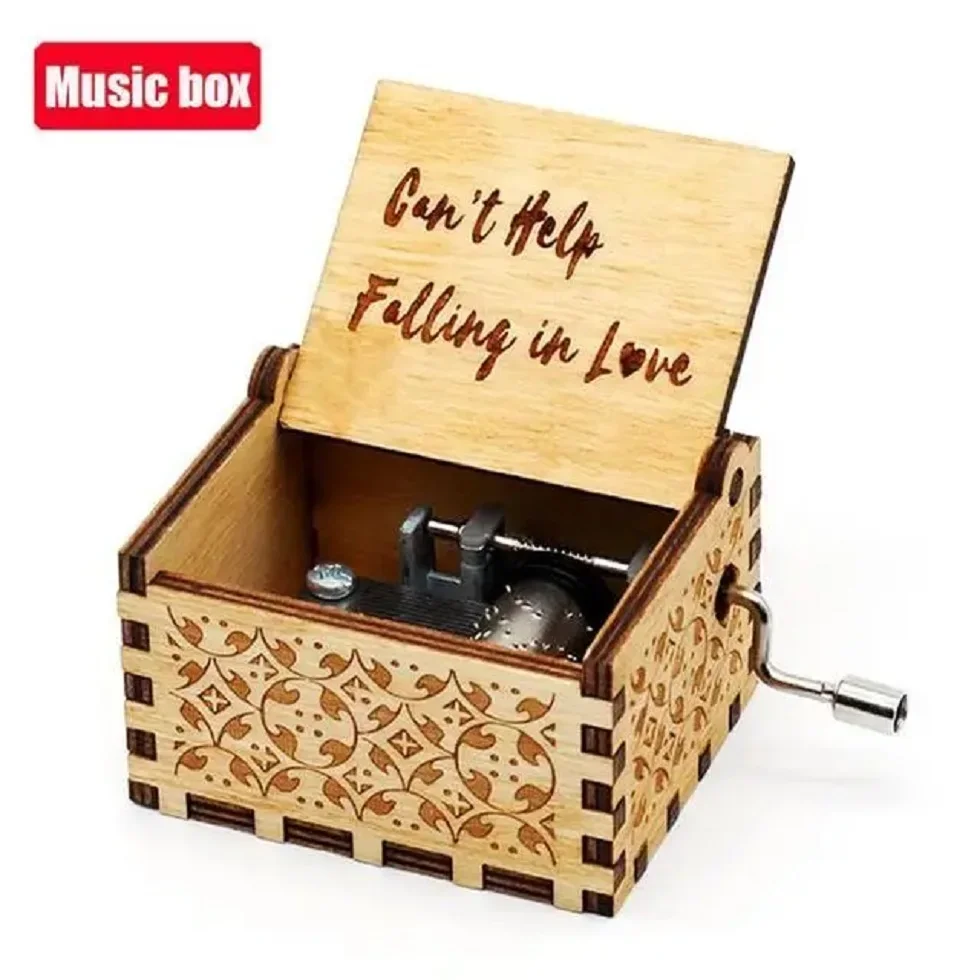 HOT Wooden Hand Crank Black Music Box Children's Holiday Gifts Christmas Gifts New Year Gift