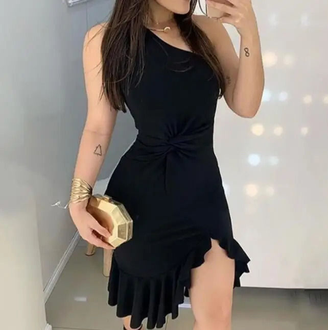 Buy CUT-OUT TWITSED BODYCON BLACK DRESS for Women Online in India