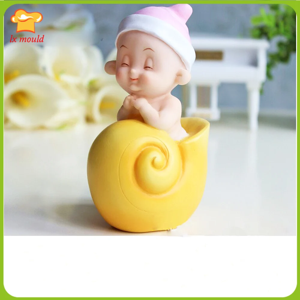 

3D Cartoon Conch Doll Candle Silicone Mould Wedding Soap Birthday Gift Clay Molds Cute BABY
