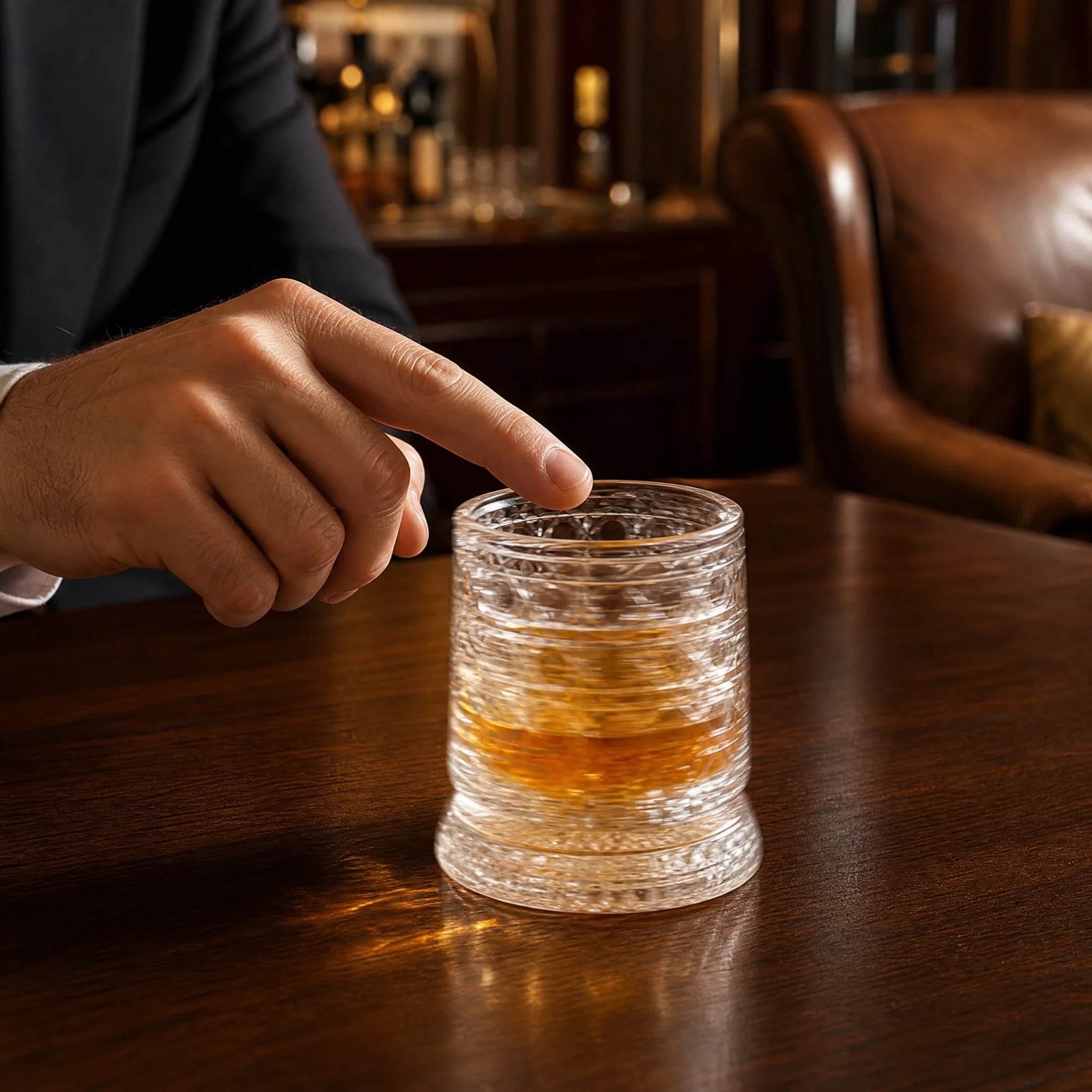 Rotating Whiskey Glass with LED Light Up Coaster,9 oz,Clear Glass 2