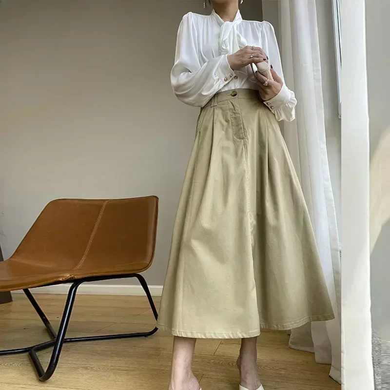 British-Style-High-Waist-Slimming-A-line-Skirt-Women-Autumn-Half-Skirt ...