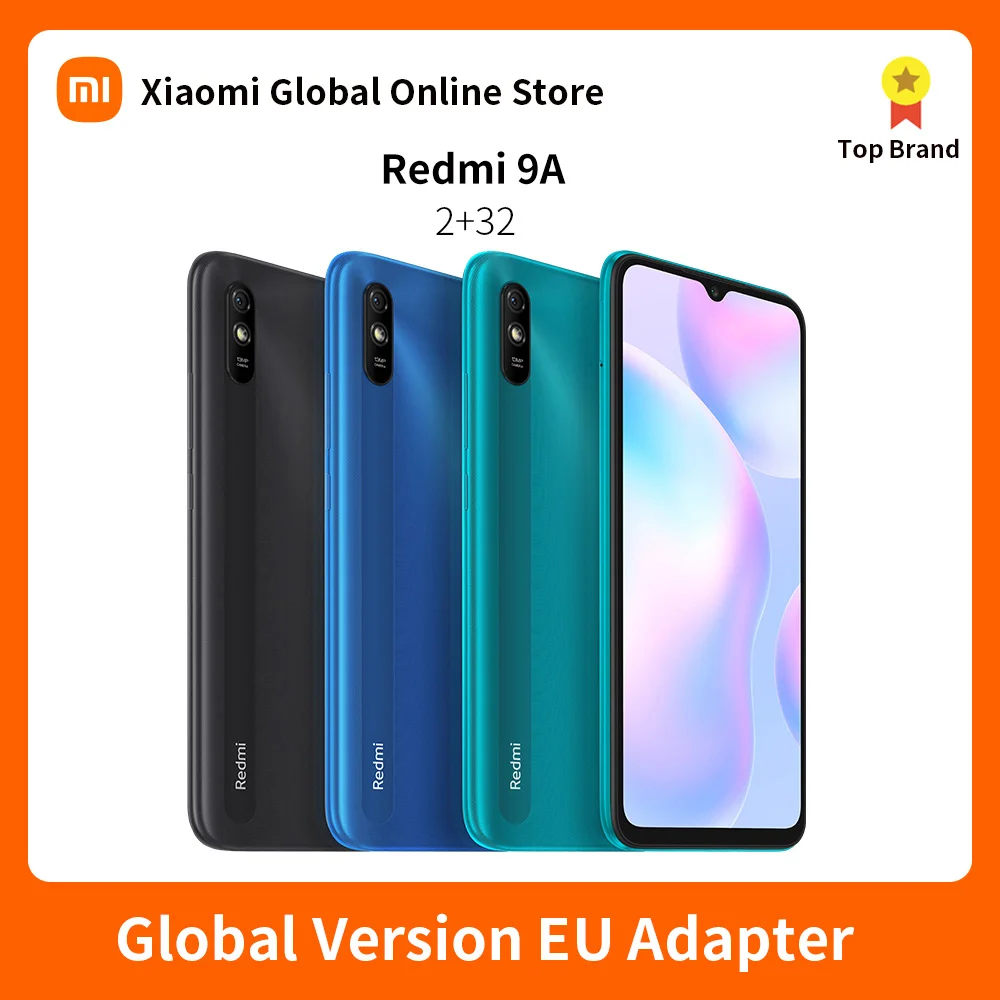 Global Version Xiaomi Redmi 9A  2GB RAM 32GB ROM Mobile Phone MTK Helio G25 Octa Core 13MP AI Rear Camera 6.53" HD+ 5000mAh 1
