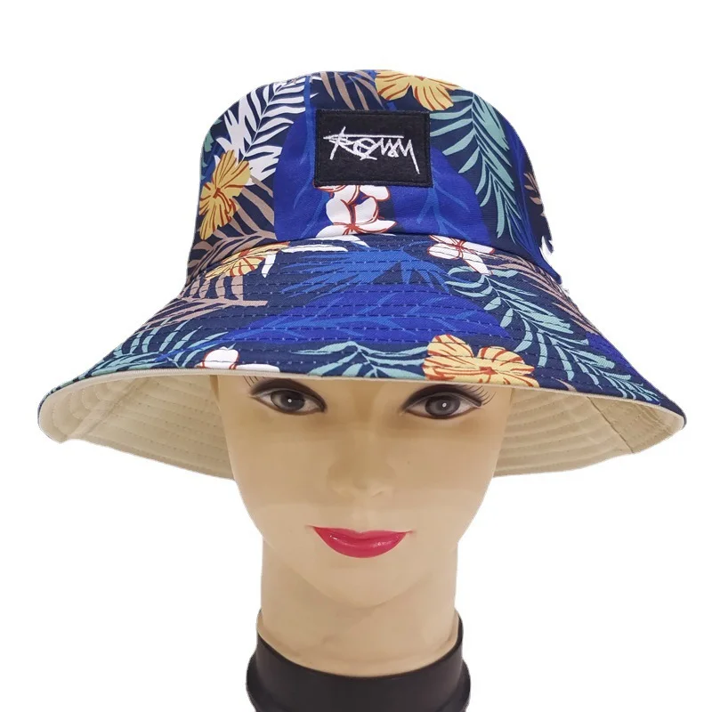 Sun hats fisherman hat sunscreen hats bucket hats sun hat Bocca Big Visor Brim Bucket Hat Reversible Hawaii Hats Double Sides Embroidery Unisex Summer Casual Hip Hop