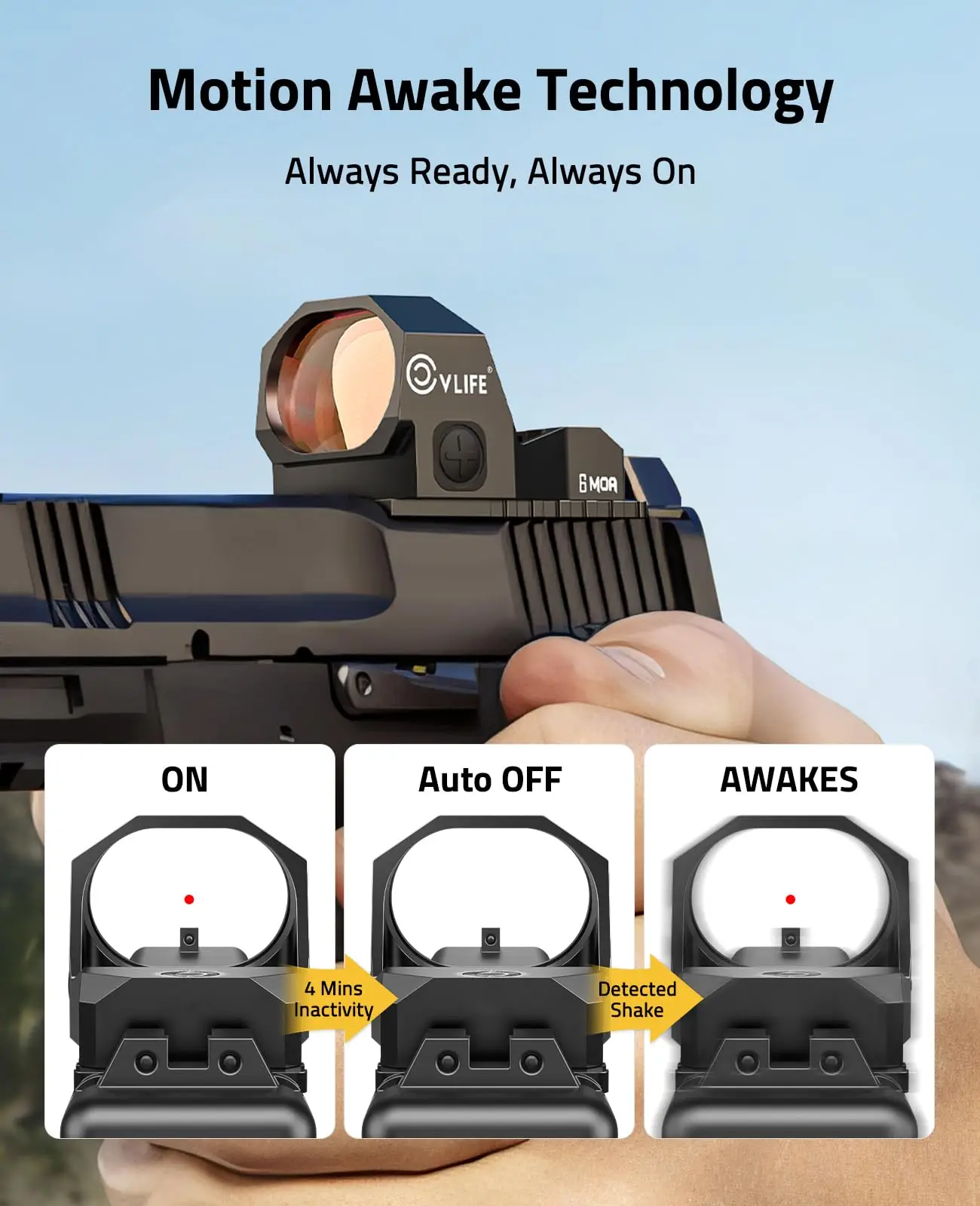 CVLIFE 6 MOA Red Dot Pistol Open Reflex Sight 28mm Large Lens Adapter Plate for MOS and 21MM Picatinny For FullSize Handgun red dot laser sight