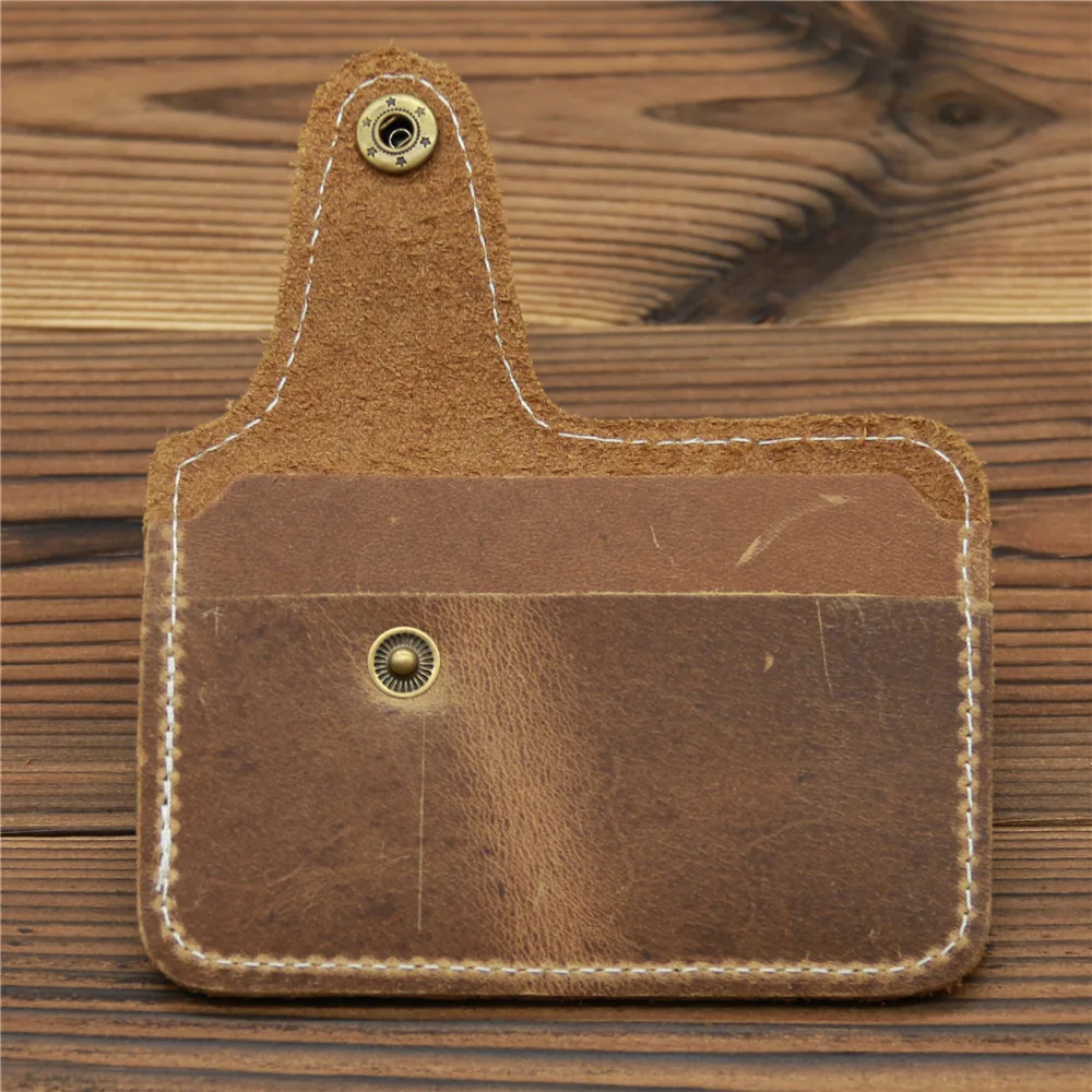 

Handmade Genuine Leather Front Pocket Minimalist Card Case Slim Wallet Gift