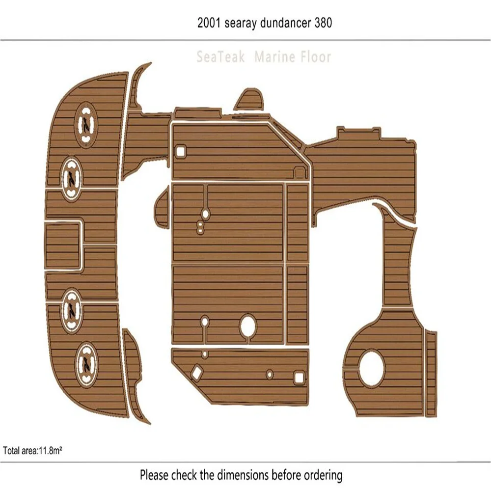 

2001 searay 380 sundancer cockpit swim platform Pads 1/4" 6mm EVA Faux Teak SeaDek MarineMat Gatorstep Style Self Adhesive