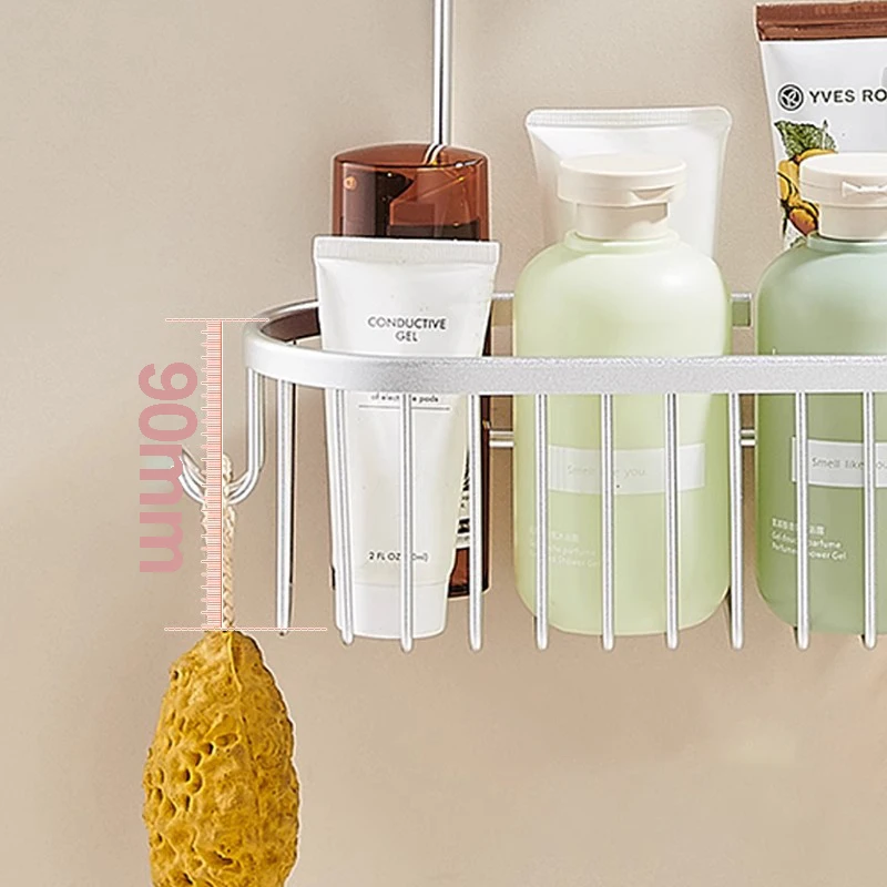 Deluxe Hanging Shower Caddy with Hooks and No-Drill Installation