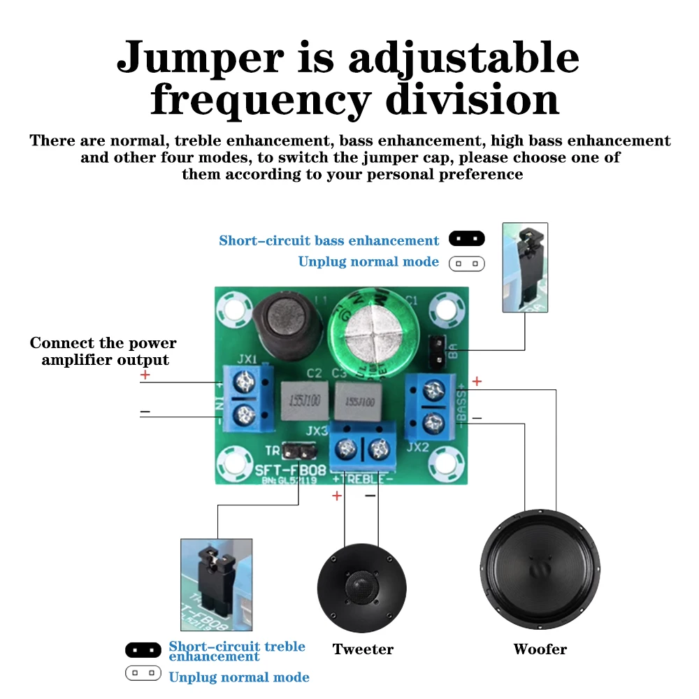 Adjustable Two Way Crossover HiFi Speaker Treble Bass Audio Speaker Divider Filter DIY Home Sound Theater audio crossover