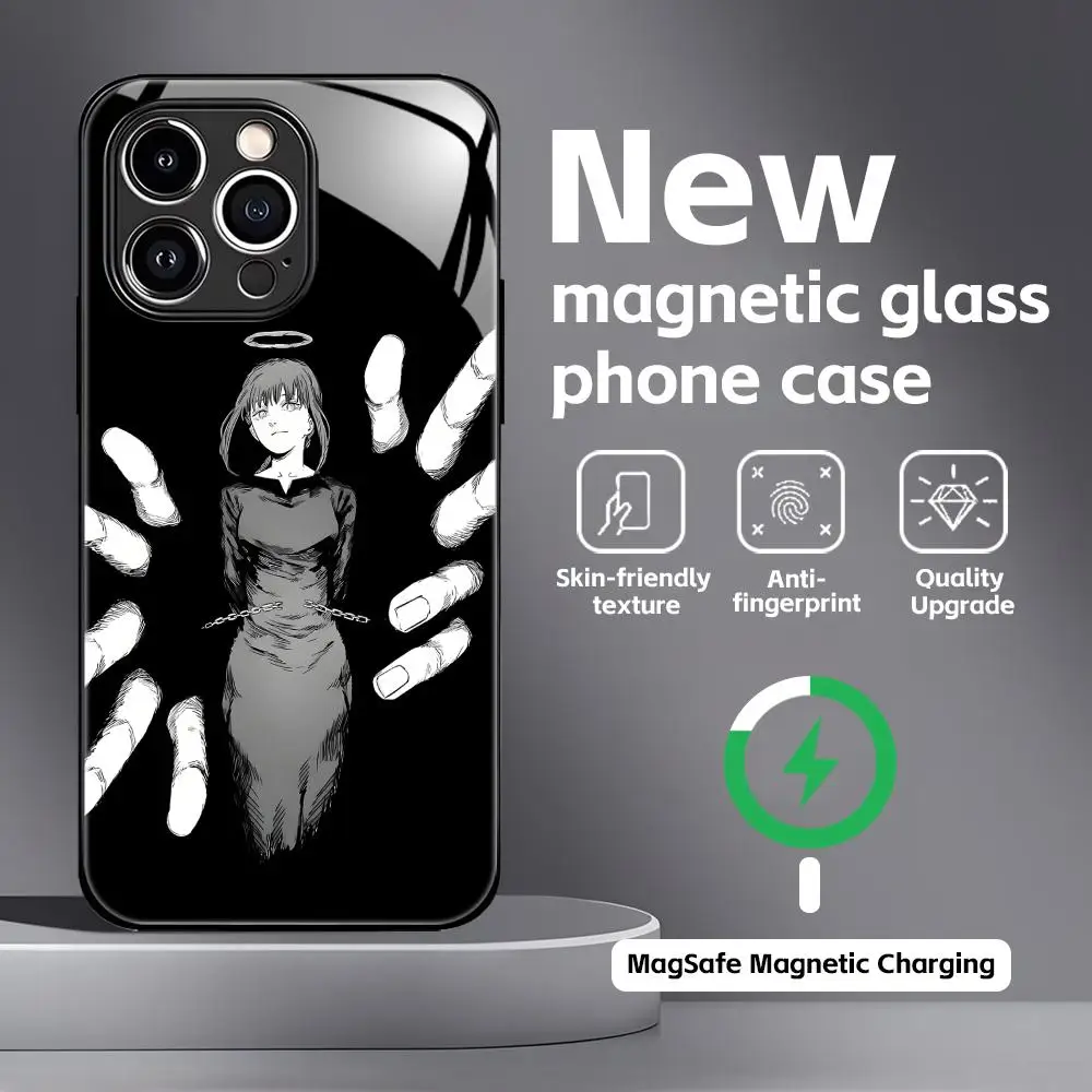 Chainsaw Man Anime Glass Magnetic Phone Case