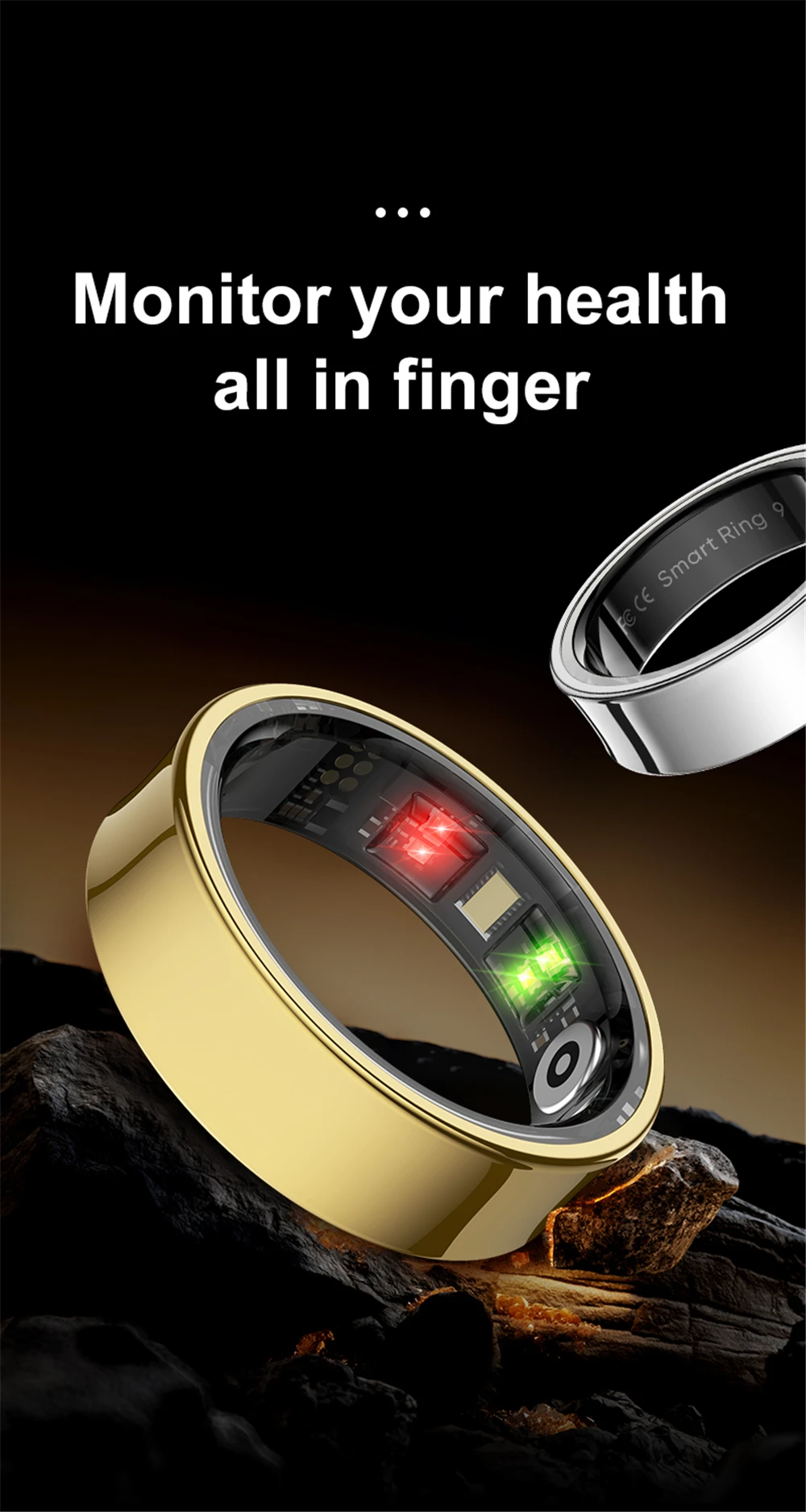 New Smart Ring Men Women Charging Case Skin Temperature Health Sleep Monitor 5ATM Waterproof Camera Control Holidays Gifts