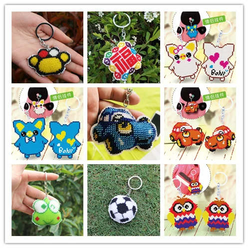 Embroidery Kits Bead Cross Stitch Kits Printed Cross Stitch Stich Key Chain Phone Mobile Phone Ornaments Cartoon Pendant Craft Bead-work