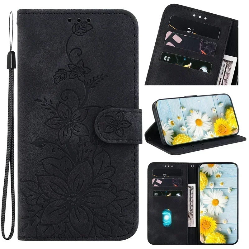 Magnetic Geometric Textile Wallet Book Cover Phone Case