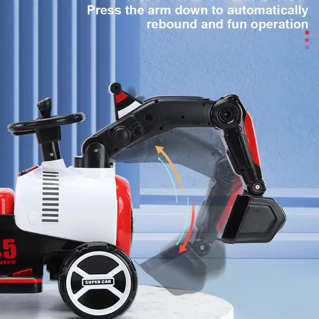 Children'S Four-Wheel Electric Excavator Engineering Vehicle Car Sliding 1-6 Year Male And Female Baby Toy Car With Music Light 3