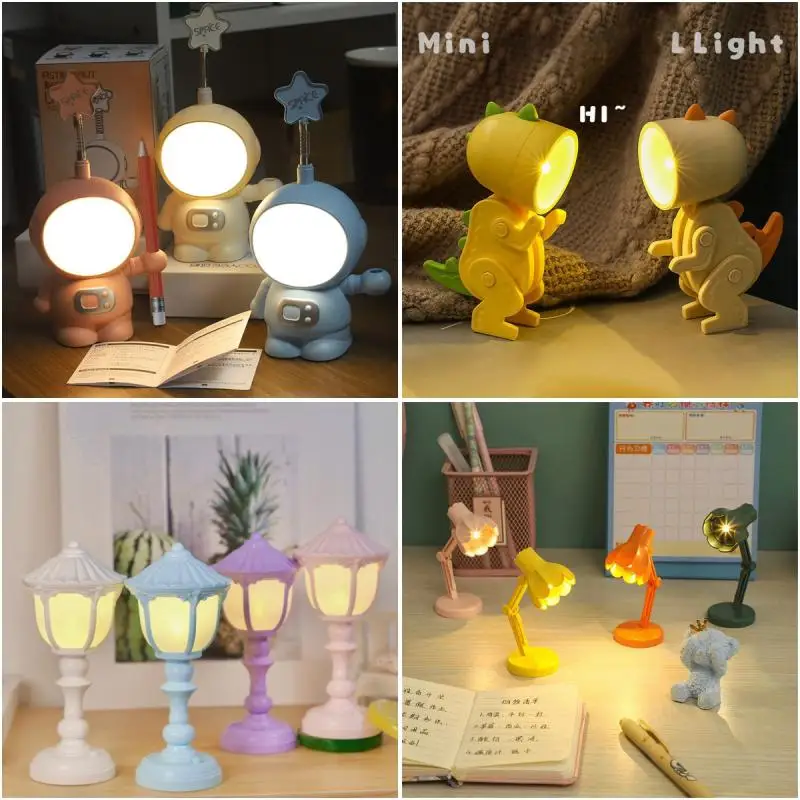 Cartoon Mini LED Night Light Cute Pet Table Lamp Children Gift Folding