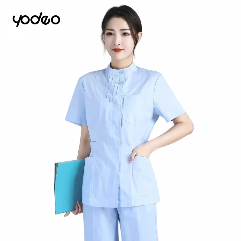 Quick-dry sport medical set high temperature resistance stretcg and comfortable top and pant doctor nurse outfit scrubs uniform
