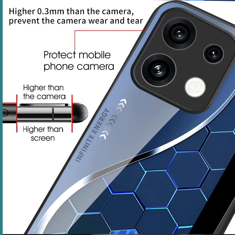 Gradient Color Pattern Tempered Glass Protective Case - Premium Back Shell s