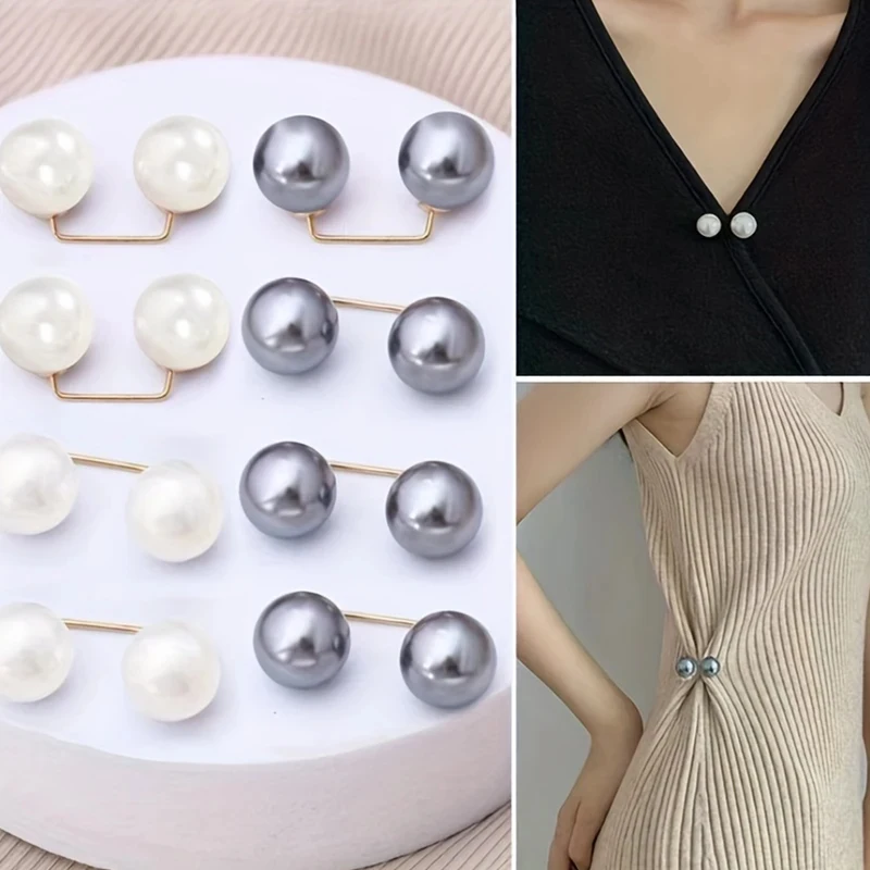 3-6개 진주 장식 청바지 발목 클립, 가슴 부분 투광 방지 바늘, 미끄럼 방지 슬리퍼 버클, 바지 길이 조절기