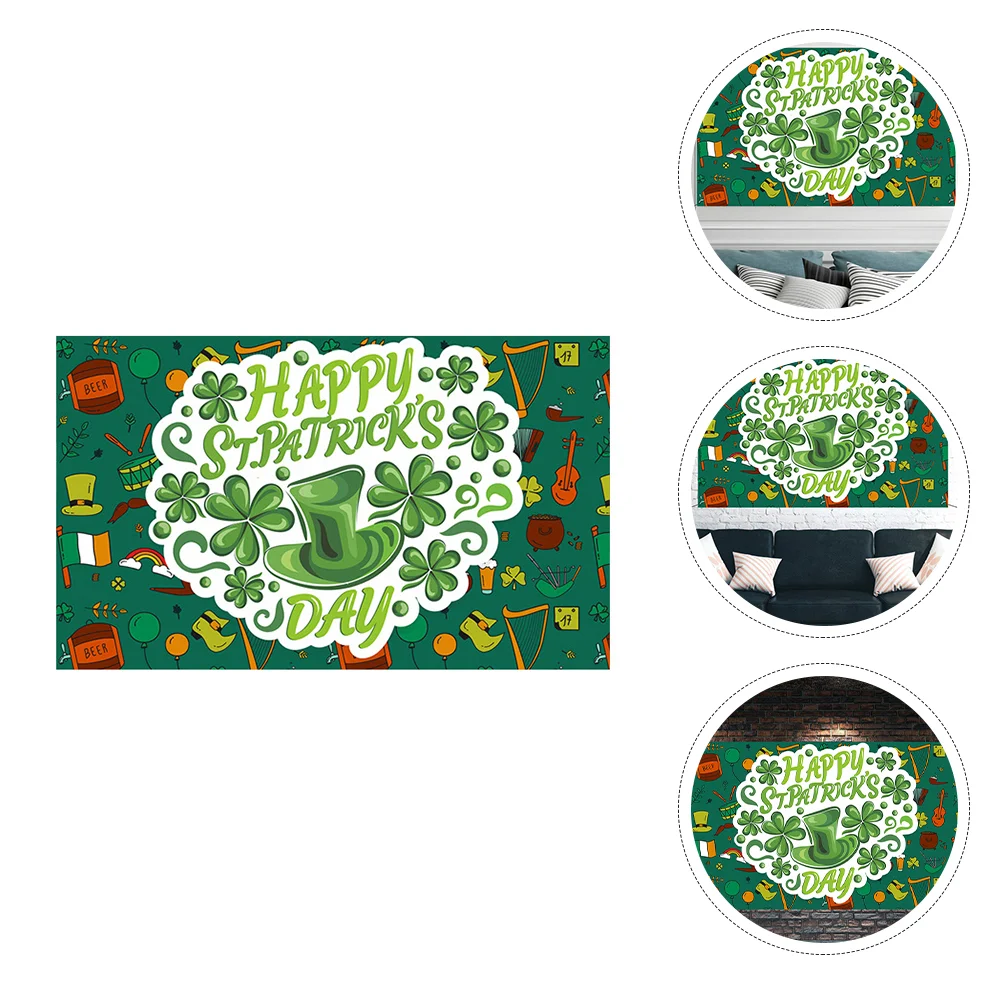 

Irish Day Flags St Patrick's Backdrop Banner Emblems Background Cloth Yard Garland Photography Photographic Tapestry Garden