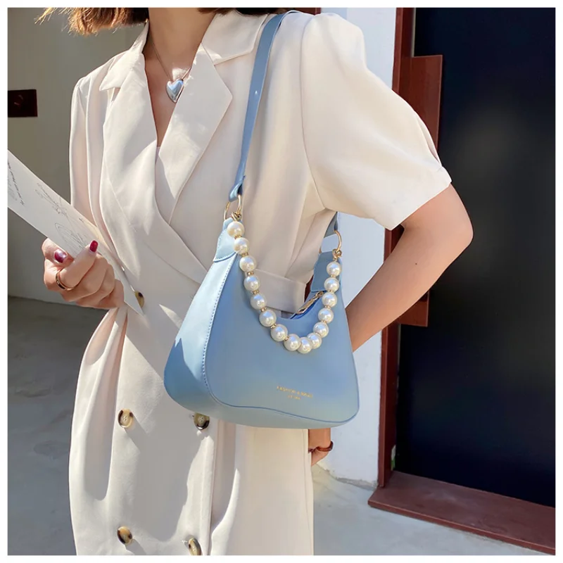 Summer New Gradient Silver Pearl Handbag Fashion Patent Leather Party Dress  All-match One-shoulder Messenger Underarm Bag Women - Top-handle Bags -  AliExpress