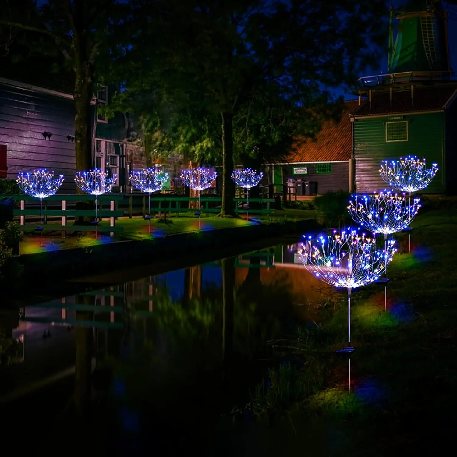 LED solar fireworks light outdoor P65 waterproof suitable for courtyard, channel, terrace, party decoration, lawn landscape