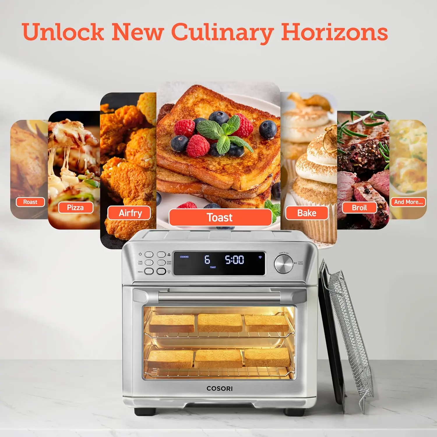 Smart 12-in-1 Air Fryer Toaster Oven Combo, Airfryer Convection Oven Countertop, Bake, Roast, Reheat, Broiler, Dehydrate