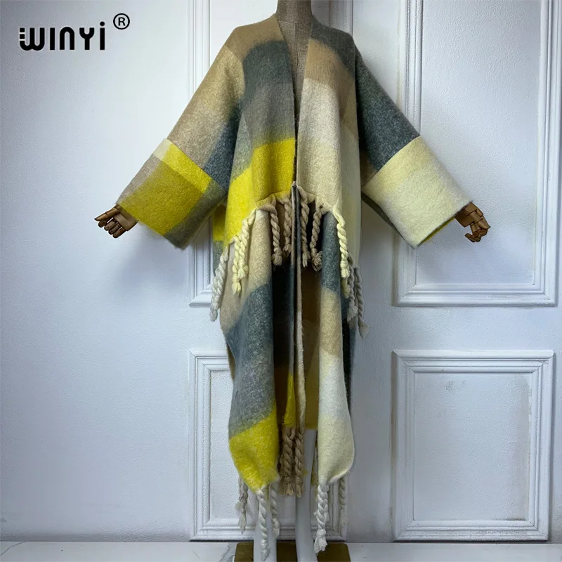 WINYI Winter African cardigan Geometric print abaya outfits for