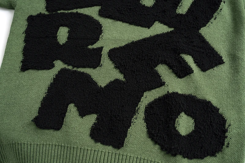 New Fashion Brand American Retro Alphabet Towel Embroidery Sweater Men's Loose Ins Hip-Hop Loose Knitwear For Women's Clothes