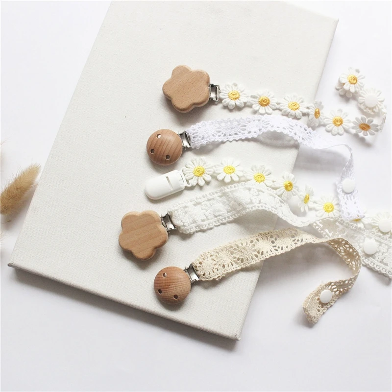 Baby Pacifier Clip Small Daisy Lace Newborn Kids Infant Toddler Nipple Soother Anti Lost Holder