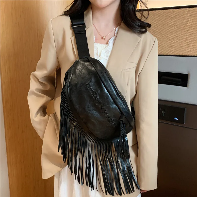 

Top Big Women Chest Bags Female Crossbody Bags For Women 2023 Tassel Chest Handbags Purses Luxury Designer belt pack Waist Bag