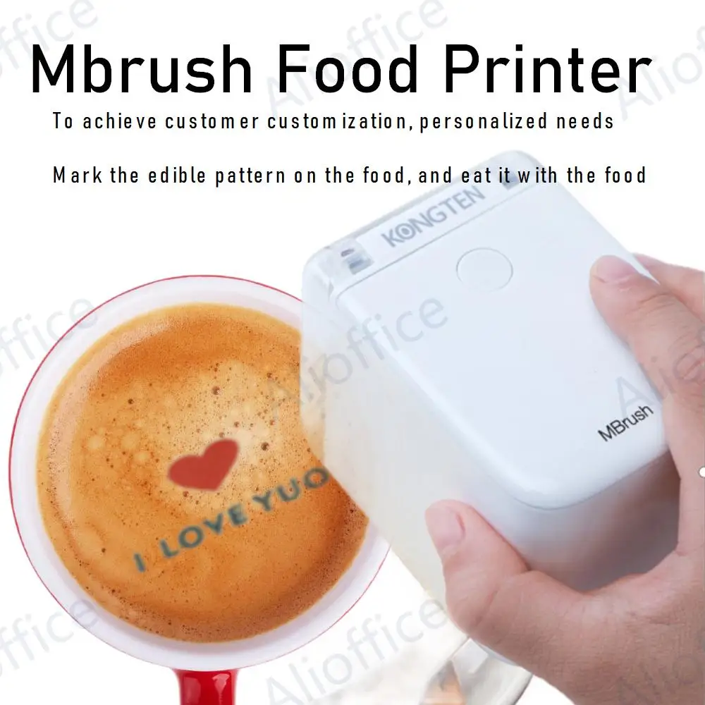 mbrush mini handheld impressora de alimentos tinta comestível portátil inkjet caneta impressão personalizado diy pão macarons biscoitos café pós impressão