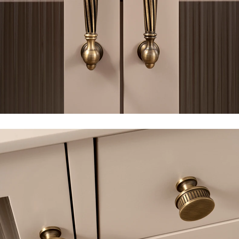 brass cabinet handle ribbed texture antique finish